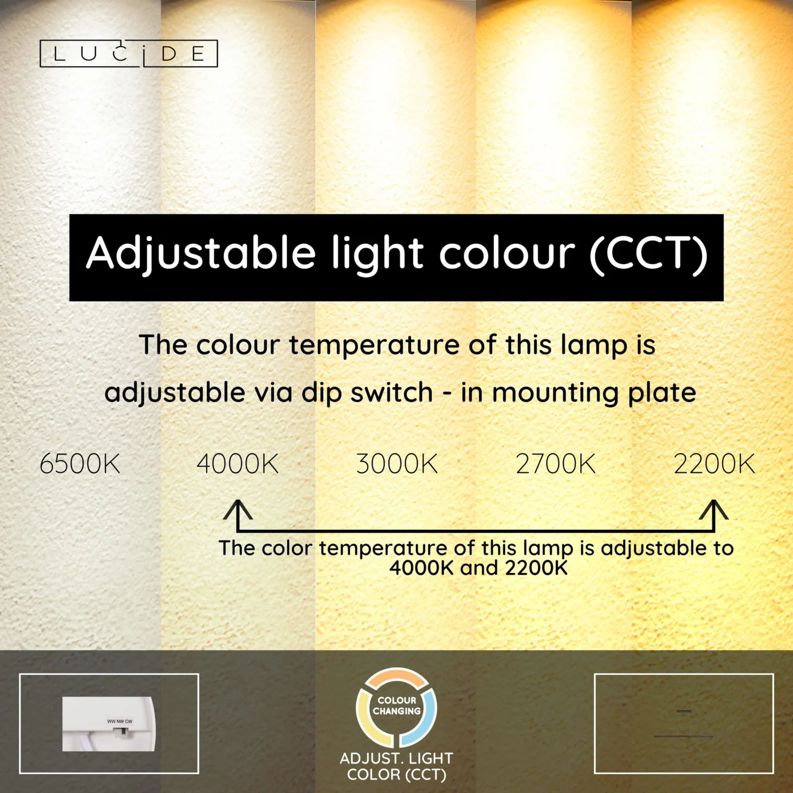Lucide FELSTED - zu00e1vesnu00e9 svetlo - LED tlmenu00e9. - CCT - 1x28W 2200K/4000K - u010dierna | Nu00e1lada