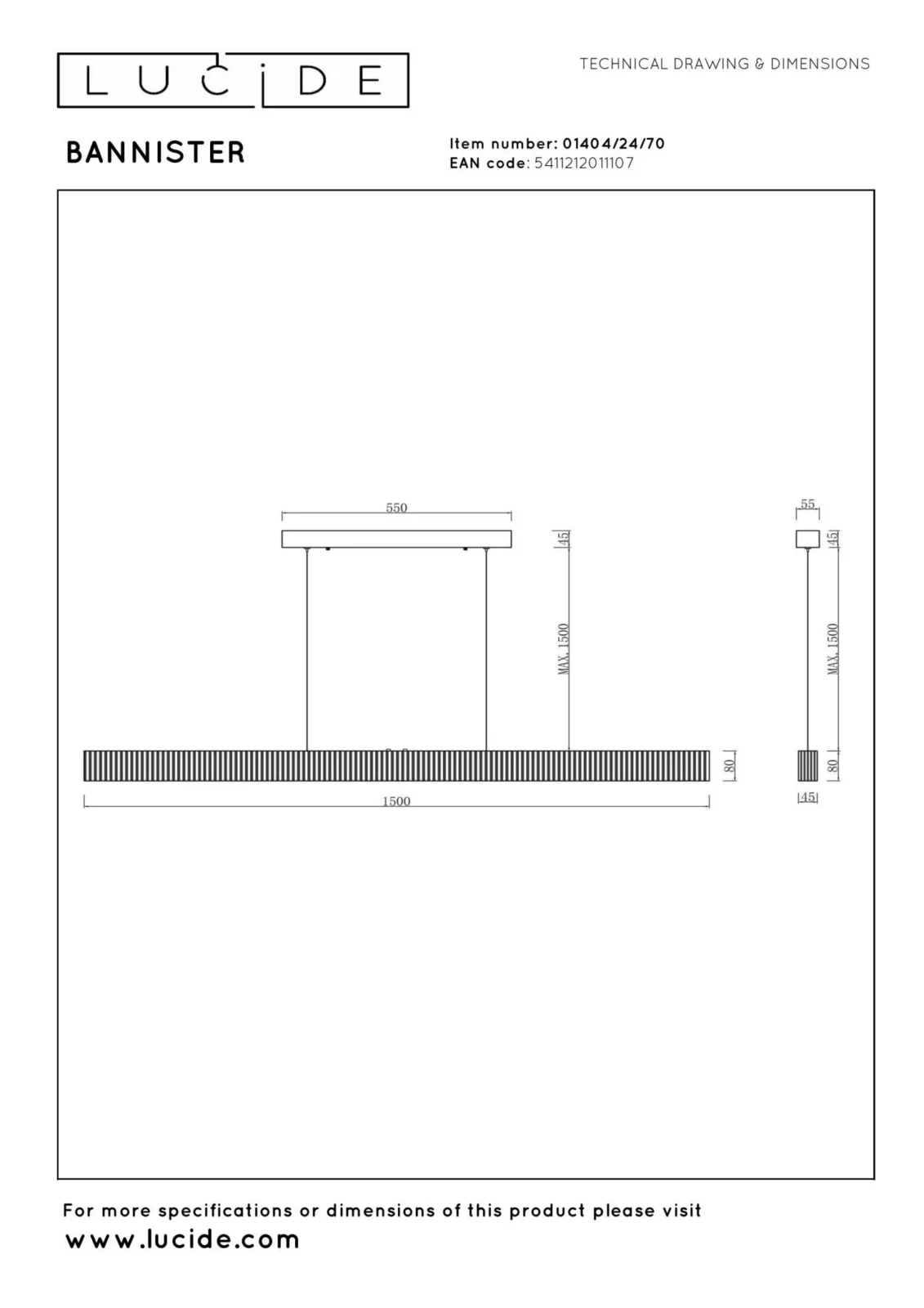 Lucide BANNISTER - Zu00e1vesnu00e9 svetlo - LED Dim. - CCT - 1x30W 2200K/3000K - Vzhu013ead tmavu00e9ho dreva - Vibes