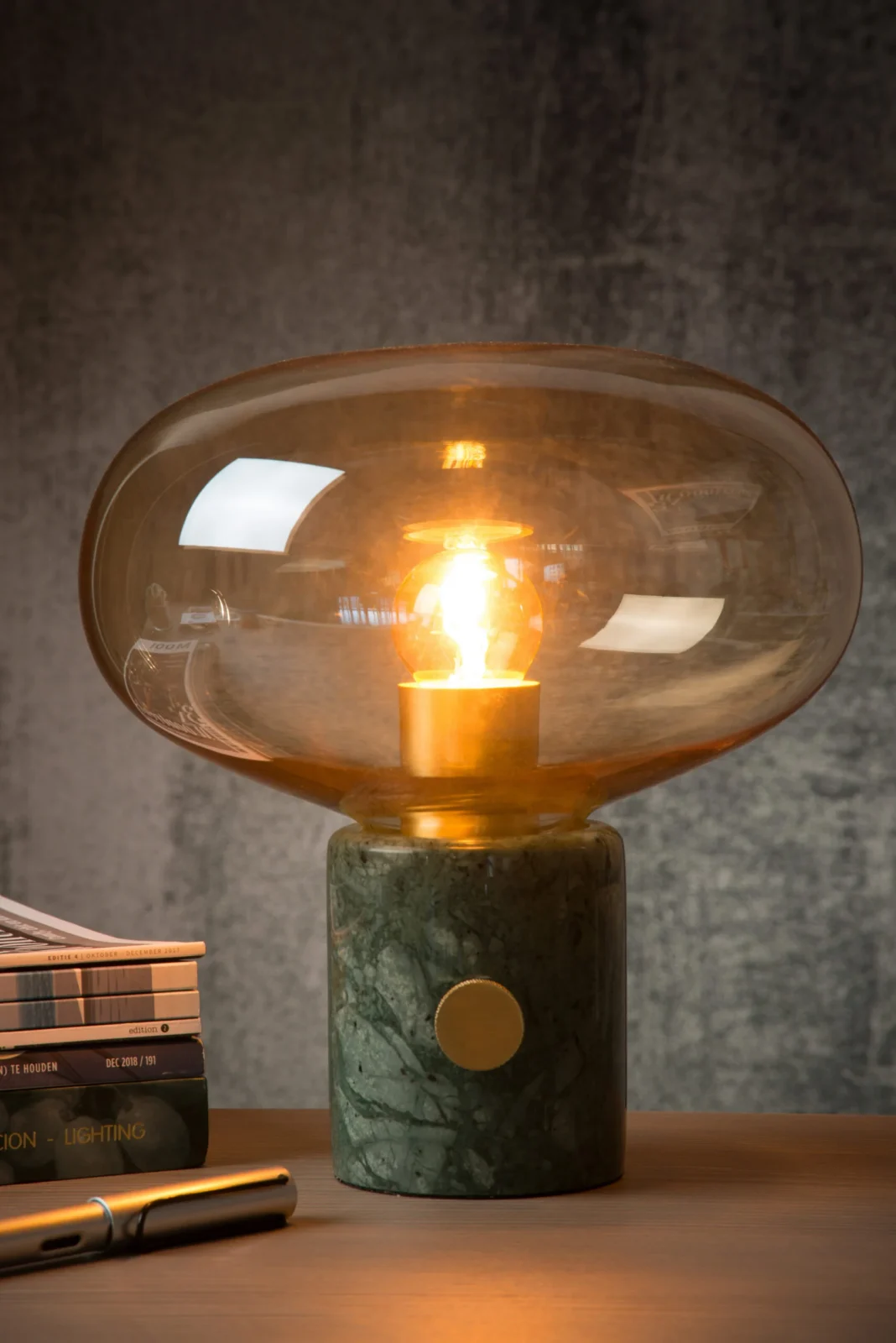 Lucide CHARLIZE - Stolnu00e1 lampa - u00d8 23 cm - 1xE27 - Zelenu00e1