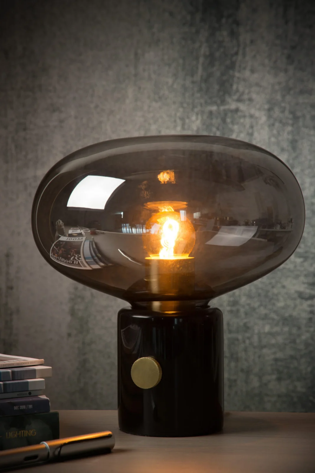 Lucide CHARLIZE - Stolnu00e1 lampa - u00d8 23 cm - 1xE27 - u010dierna