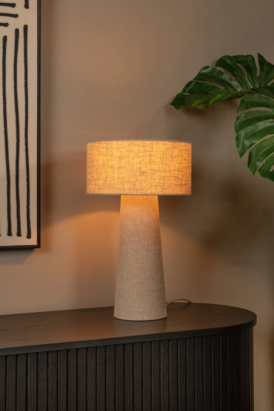 Lucide LEEROY - Stolnu00e1 lampa - u00d8 30 cm - 1xE27 - Taupe
