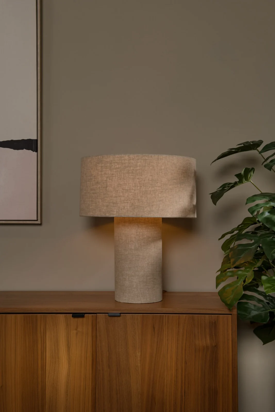 Lucide LEEROY - Stolnu00e1 lampa - 1xE27 - Taupe