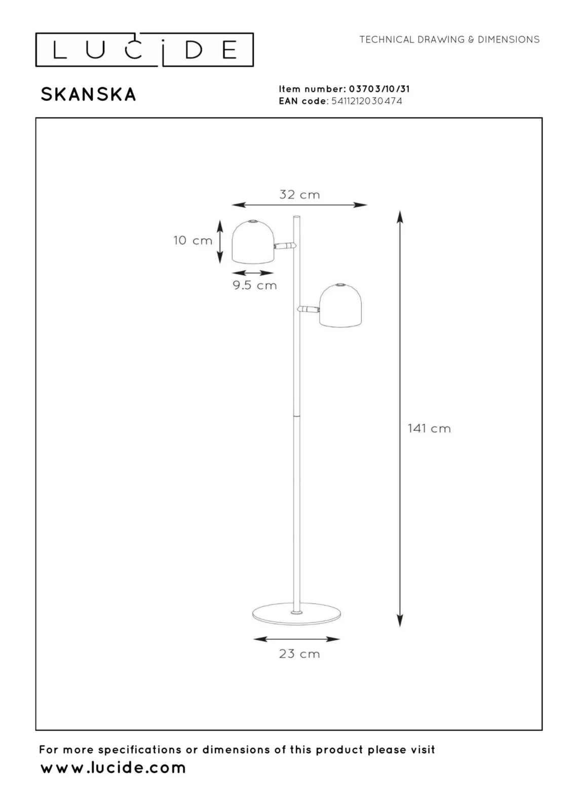 Lucide SKANSKA - Stojacia lampa - LED 3 StepDim - 2x5W 3000K - biela