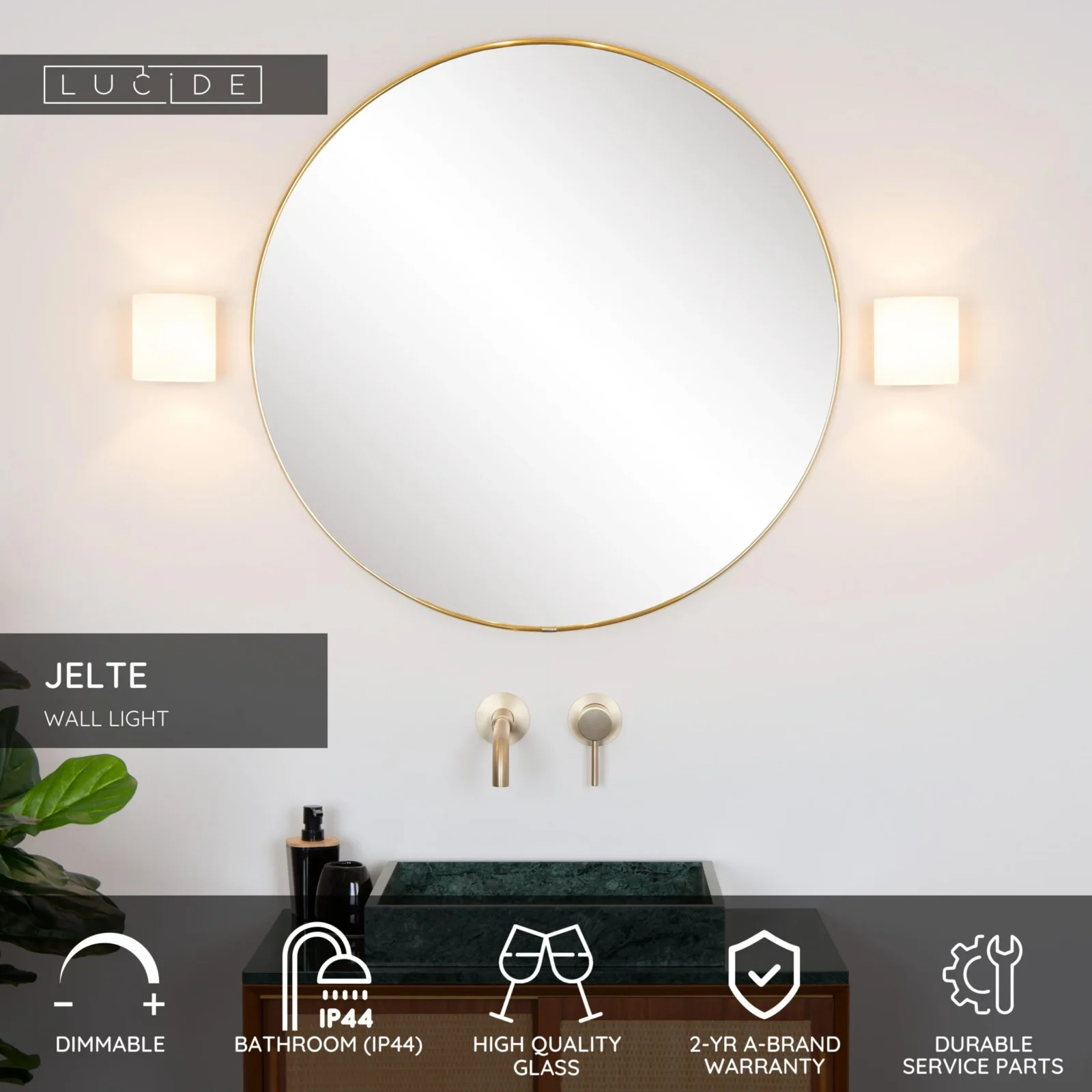 Lucide JELTE - Nu00e1stennu00e9 svetlo Ku00fapeu013eu0148a - 1xG9 - IP44 - u010cierna