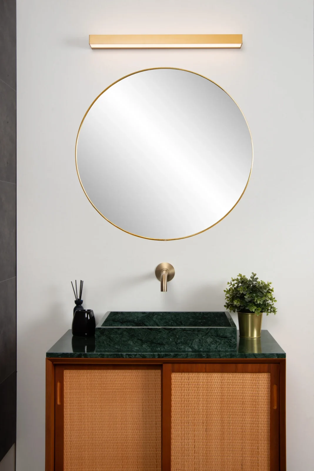 Lucide ALEXA - Nu00e1stennu00e9 svetlo Ku00fapeu013eu0148a - LED - 1x8W 2700K - IP44 - Matt Gold / Mosadz