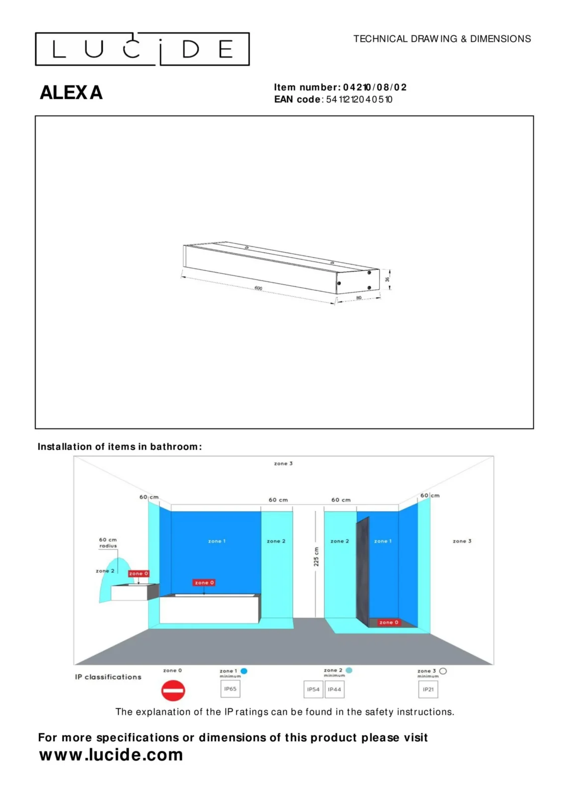 Lucide ALEXA - Nu00e1stennu00e9 svetlo Ku00fapeu013eu0148a - LED - 1x8W 2700K - IP44 - Matt Gold / Mosadz