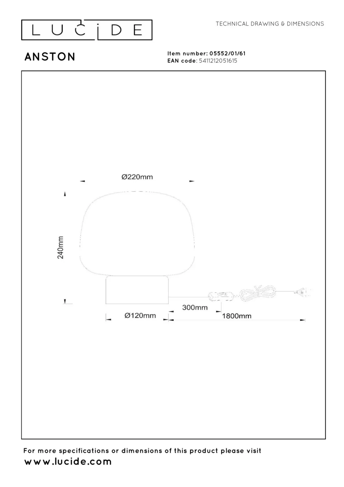 Lucide ANSTON - Stolnu00e1 lampa - 1xE14 - Opu00e1l