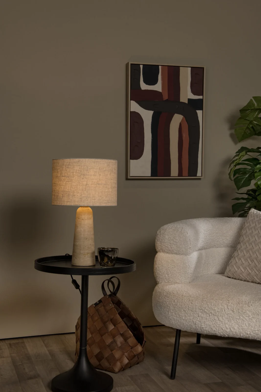 Lucide NIMUE - Stolnu00e1 lampa - u00d8 30 cm - 1xE27 - Taupe