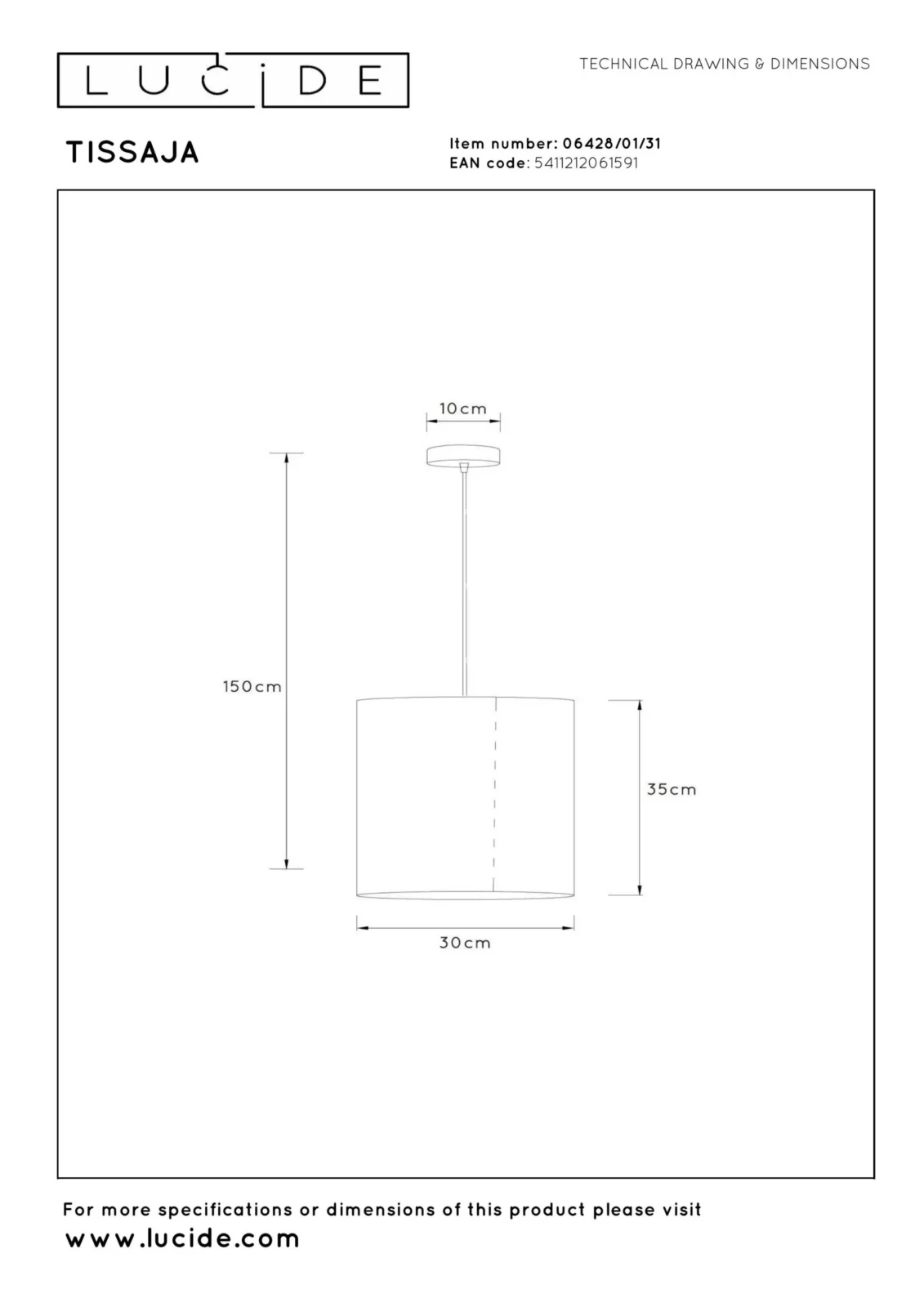 Lucide TISSAJA - zu00e1vesnu00e9 svetlo - u00d8 30 cm - 1xE27 - biela | Essential