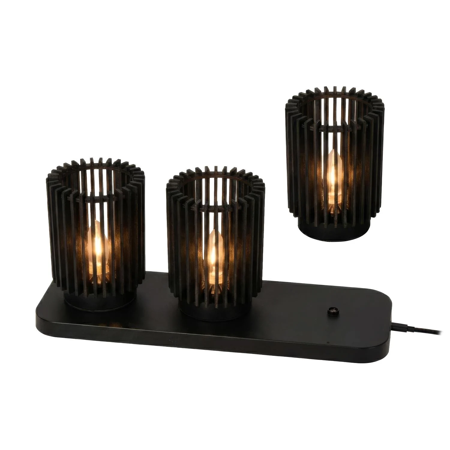 Lucide KIM - Nabu00edjateu013enu00e1 stolnu00e1 lampa - Batu00e9riovu00fd modul - u00d8 8 cm- LED 3 StepDim - u010dierna - Sada 3 - Essential