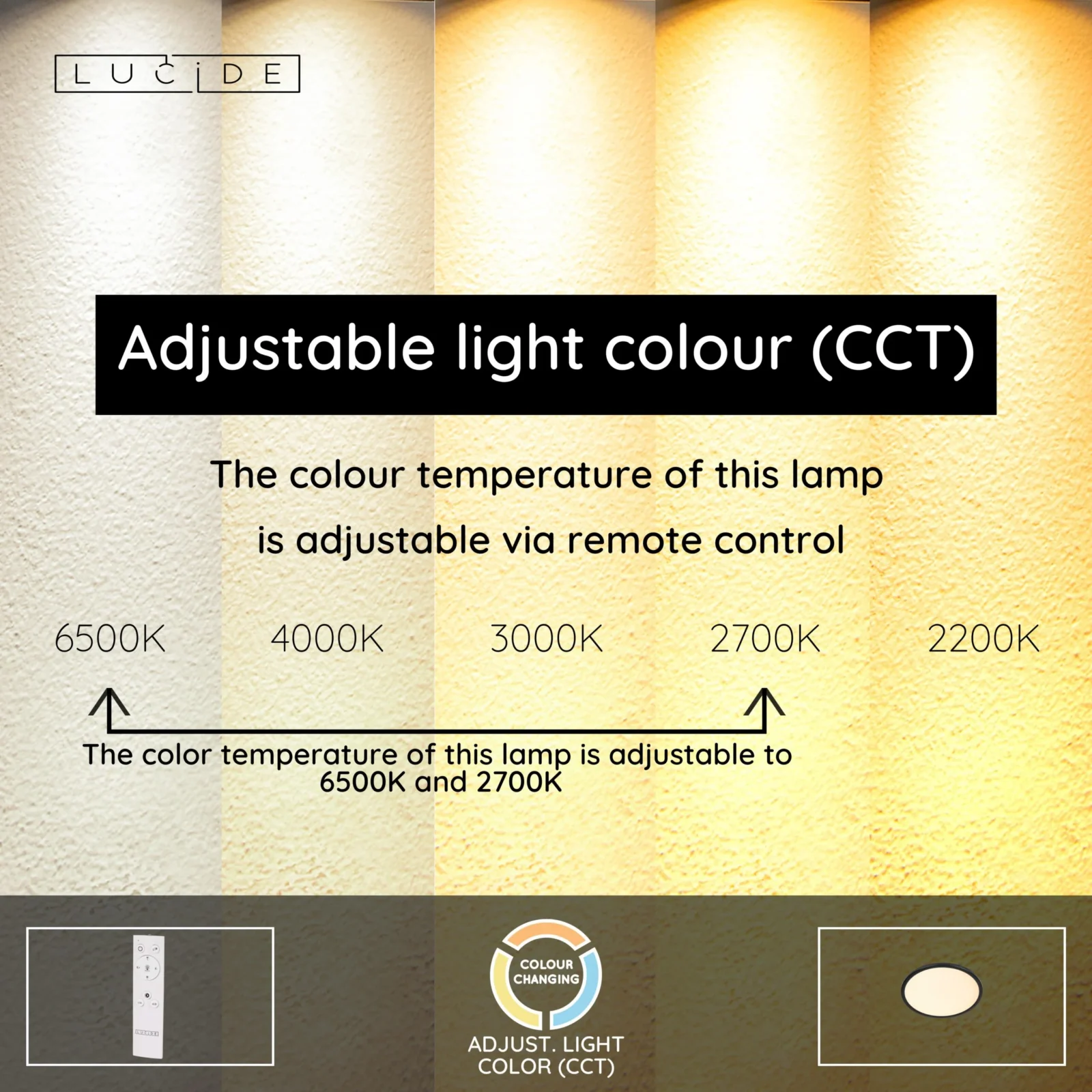Lucide CASTOR - Zapustenu00e9 stropnu00e9 svetlo - u00d8 32 cm - LED stmenu00e9. - CCT - 1x20W 2700K/6500K - Rgb - Opu00e1l