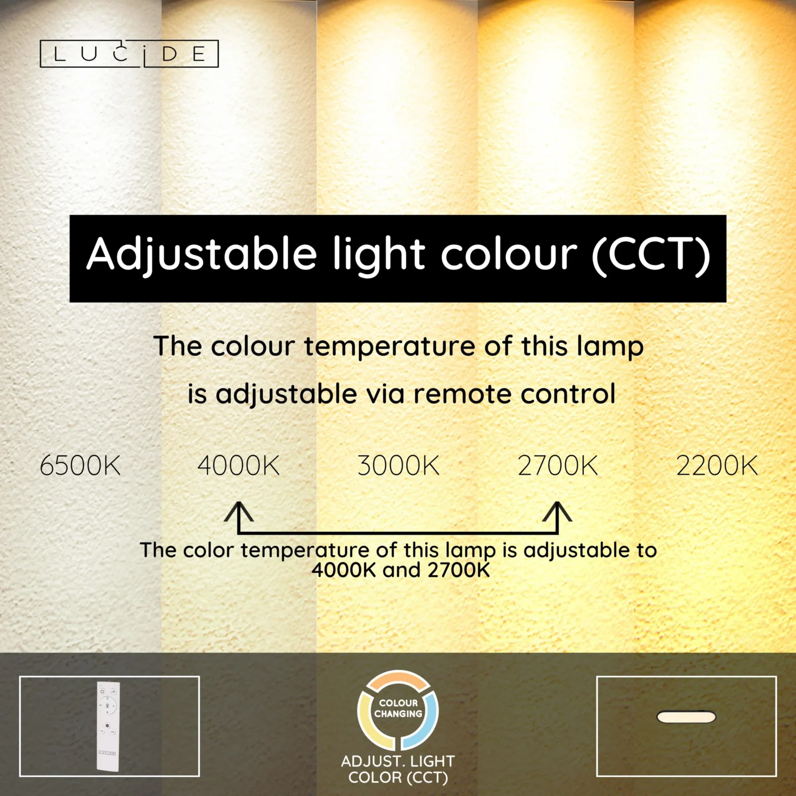 Lucide ELLY - Zapustenu00e9 stropnu00e9 svetlo - LED tlmenu00e9. - CCT - 1x24W 2700K/4000K - Opu00e1l | Essential