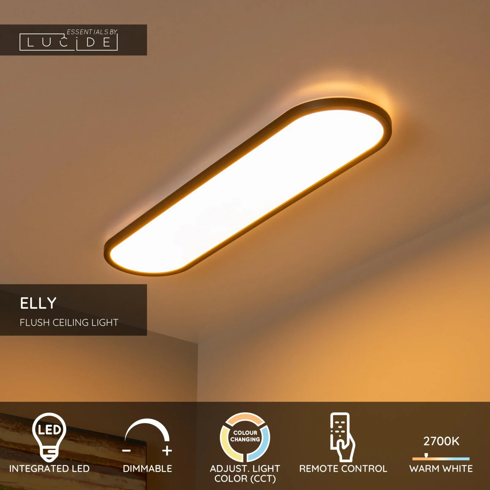 Lucide ELLY - Zapustenu00e9 stropnu00e9 svetlo - LED tlmenu00e9. - CCT - 1x36W 2700K/4000K - Opu00e1l | Essential