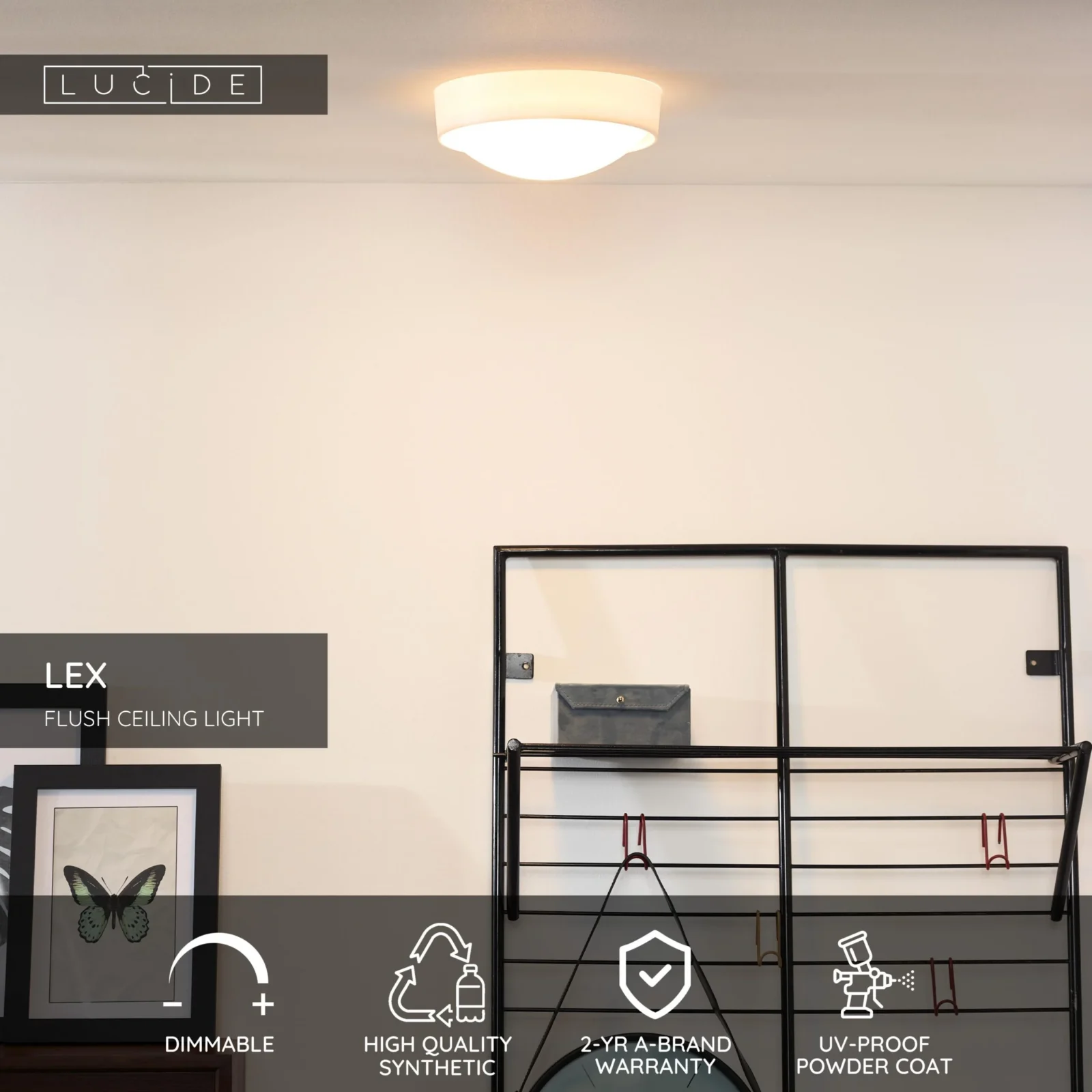 Lucide LEX - Zapustenu00e9 stropnu00e9 svetlo - u00d8 25 cm - 1xE27 - biela