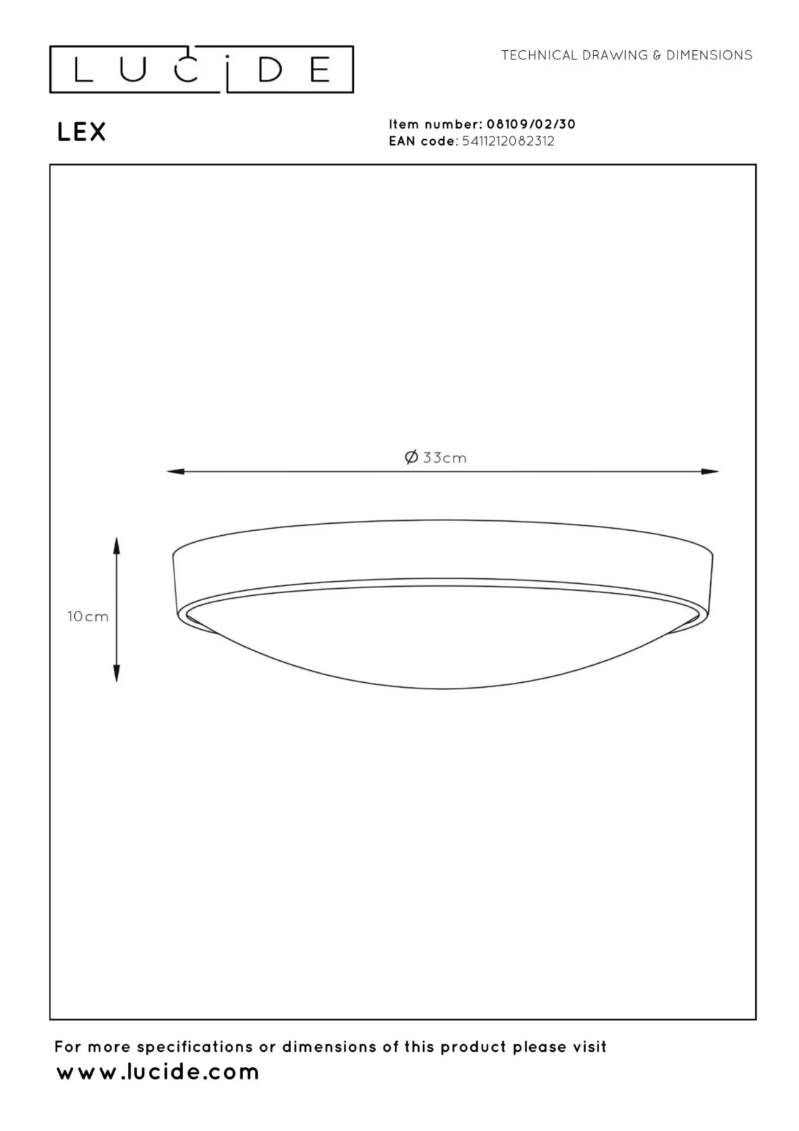 Lucide LEX - Zapustenu00e9 stropnu00e9 svetlo - u00d8 33 cm - 2xE27 - u010dierne