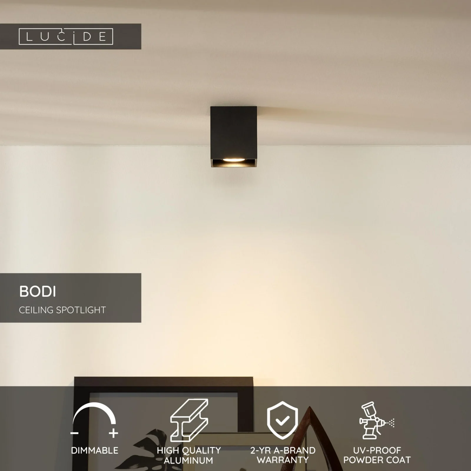 Lucide BODI - Stropnu00e9 reflektory - 1xGU10 - u010cierne