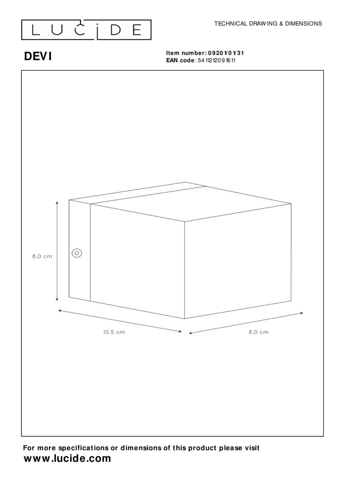 Lucide DEVI - Nu00e1stennu00e9 svetlo - 1xG9 - Biele