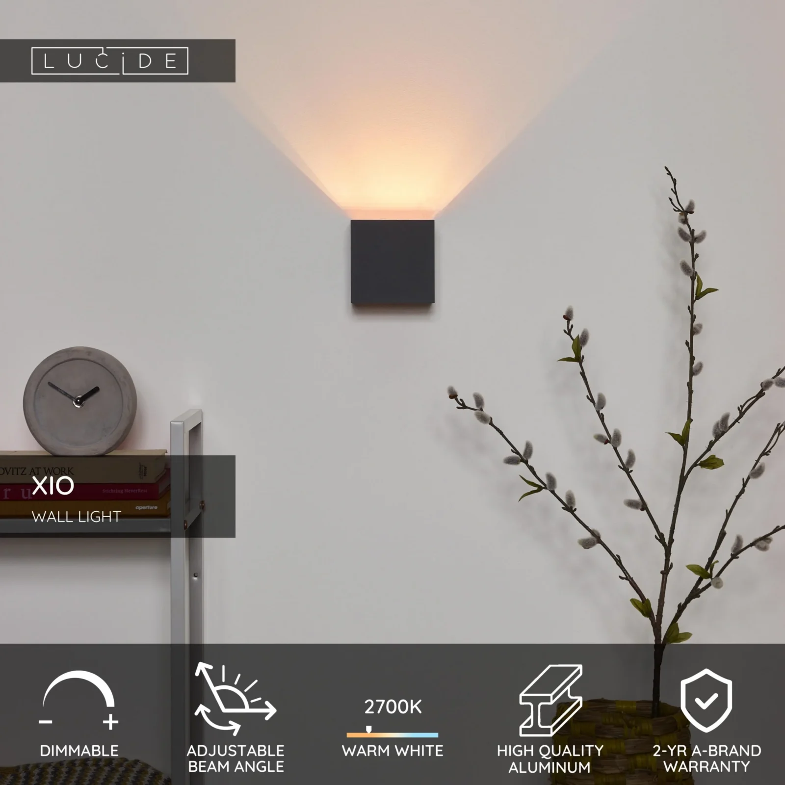 Lucide XIO - Nu00e1stennu00e9 svetlo - LED tlmenu00e9. - G9 - 1x4W 2700K - nastaviteu013enu00fd uhol lu00fau010da - sivu00e1