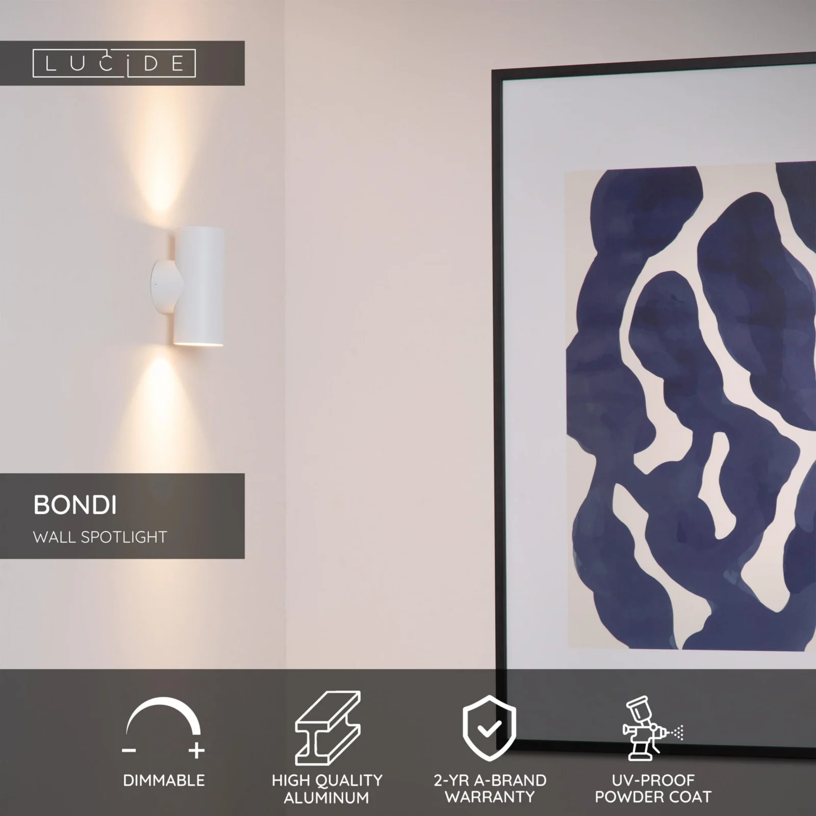 Lucide BONDI - Nu00e1stennu00e9 reflektor / Nu00e1stennu00e9 svetlo - 2xGU10 - biele
