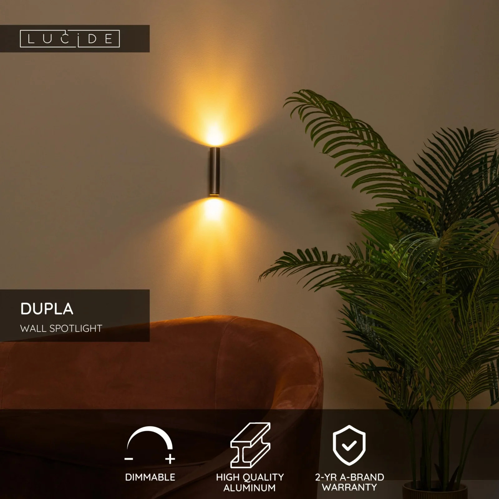 Lucide DUPLA - Nu00e1stennu00e9 reflektor / Nu00e1stennu00e9 svetlo - 2xGU10 (MR11) - Ku00e1va