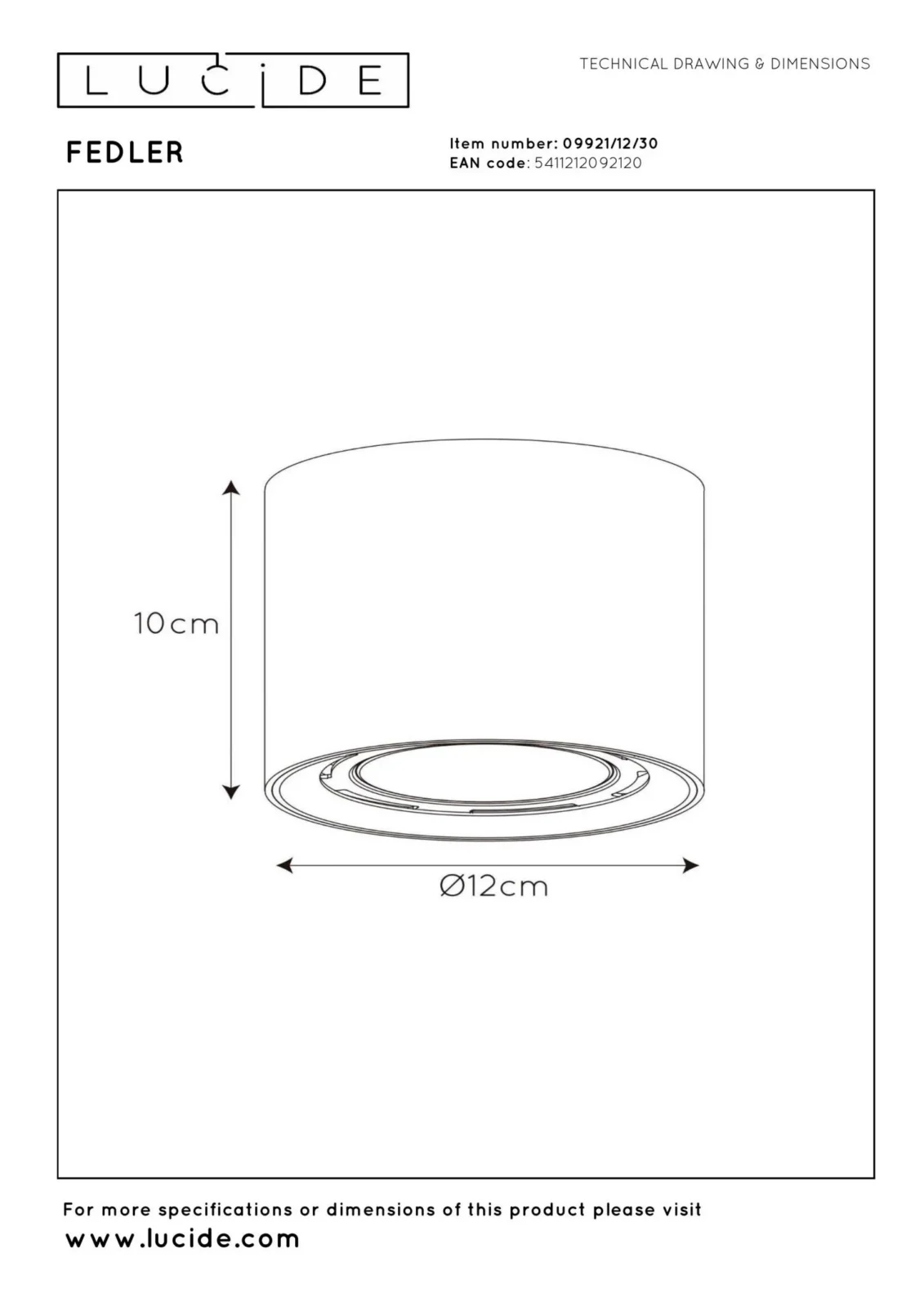 Lucide FEDLER - Stropnu00e9 reflektory - u00d8 12 cm - LED Stmievanie po teplu00e9 - GU10 (ES111) - 1x12W 2200K/3000K - u010dierna