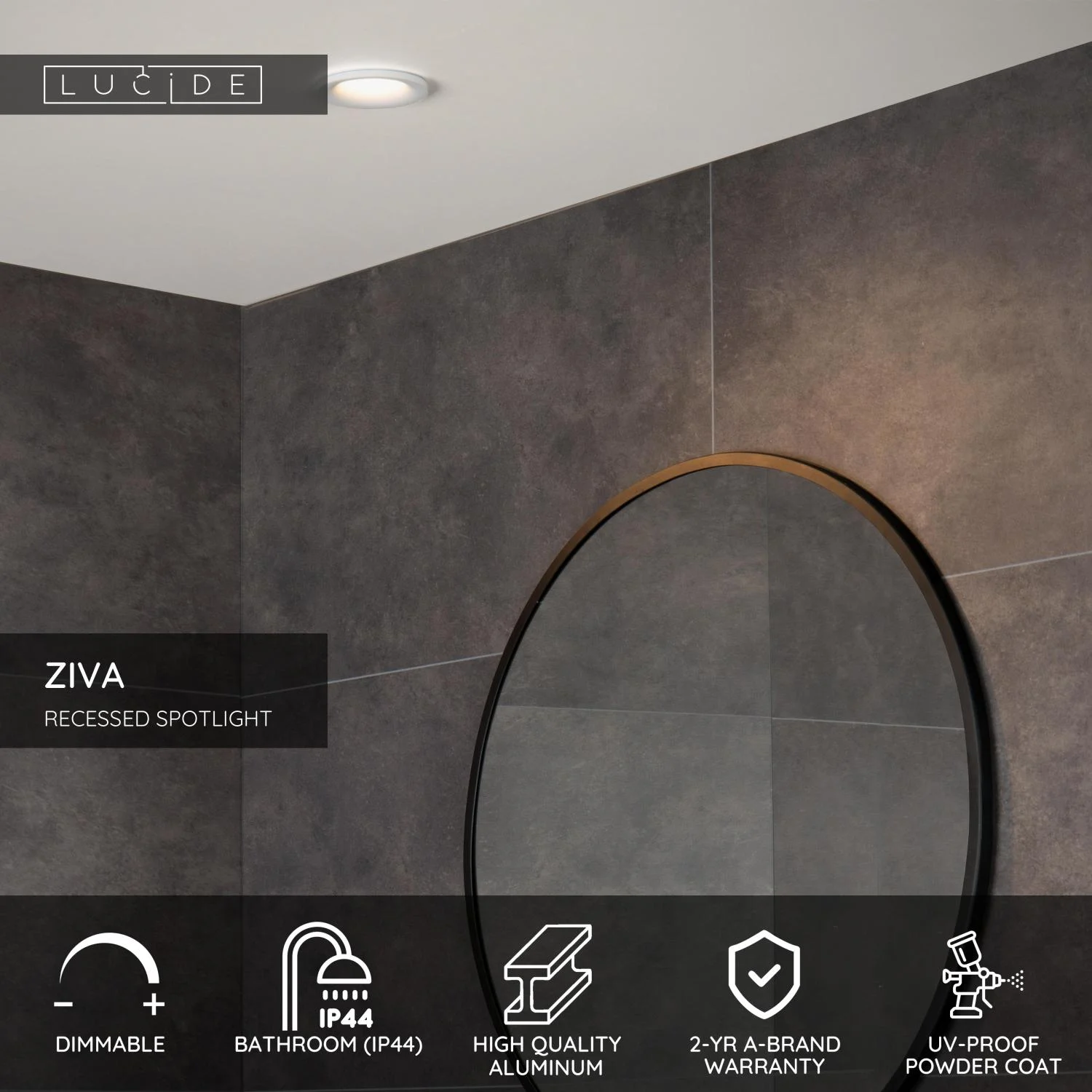 Lucide ZIVA - Zapustenu00e9 reflektory Ku00fapeu013eu0148a - u00d8 8,4 cm - 1xGU10 - IP44 - biela