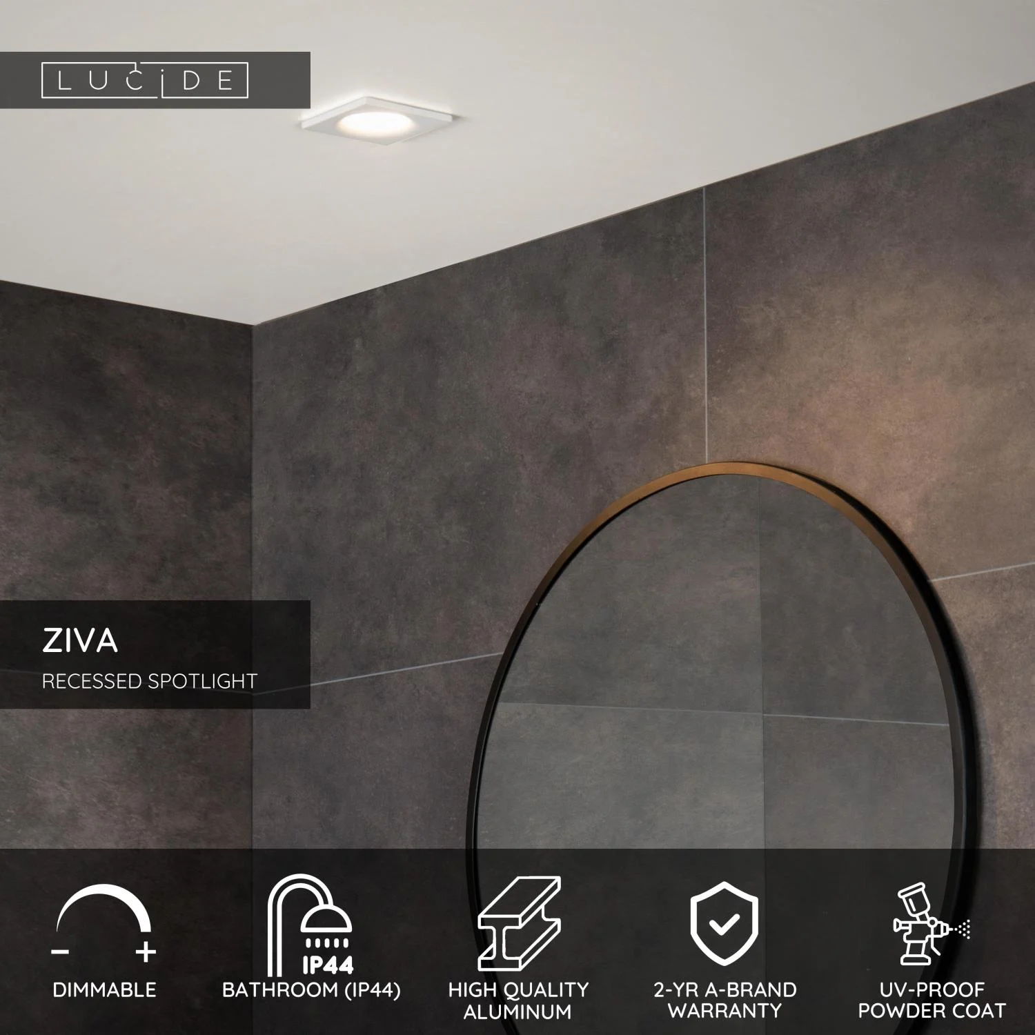 Lucide ZIVA - Zapustenu00e1 reflektorovu00e1 ku00fapeu013eu0148a - 1xGU10 - IP44 - biela