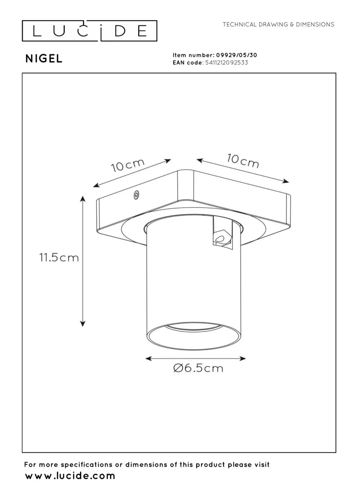 Lucide NIGEL - Stropnu00e9 reflektory - LED Slabu00e9 na teplu00e9 - GU10 - 1x5W 2200K/3000K - u010dierna