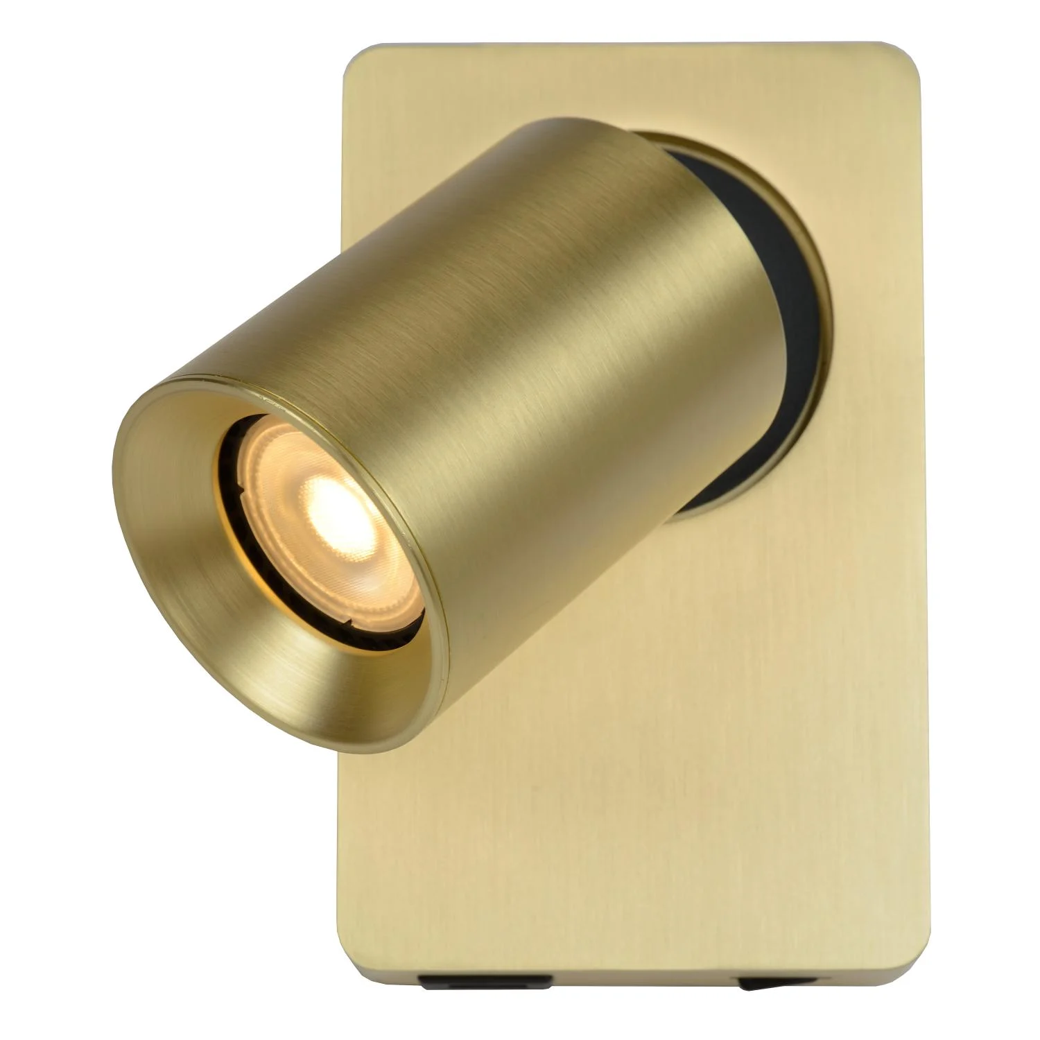 Lucide NIGEL - Lampa pri posteli / nu00e1stennu00e9 svetlo - LED tlmenu00e9 po teplu00e9 - GU10 - 1x5W 2200K/3000K - s USB nabu00edjacu00edm bodom - Matt Gold / Brass