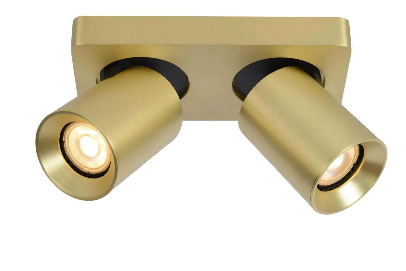 Lucide NIGEL - Stropnu00e9 reflektory - LED tlmenu00e9 po teplu00e9 - GU10 - 2x5W 2200K/3000K - Matt Gold / Brass