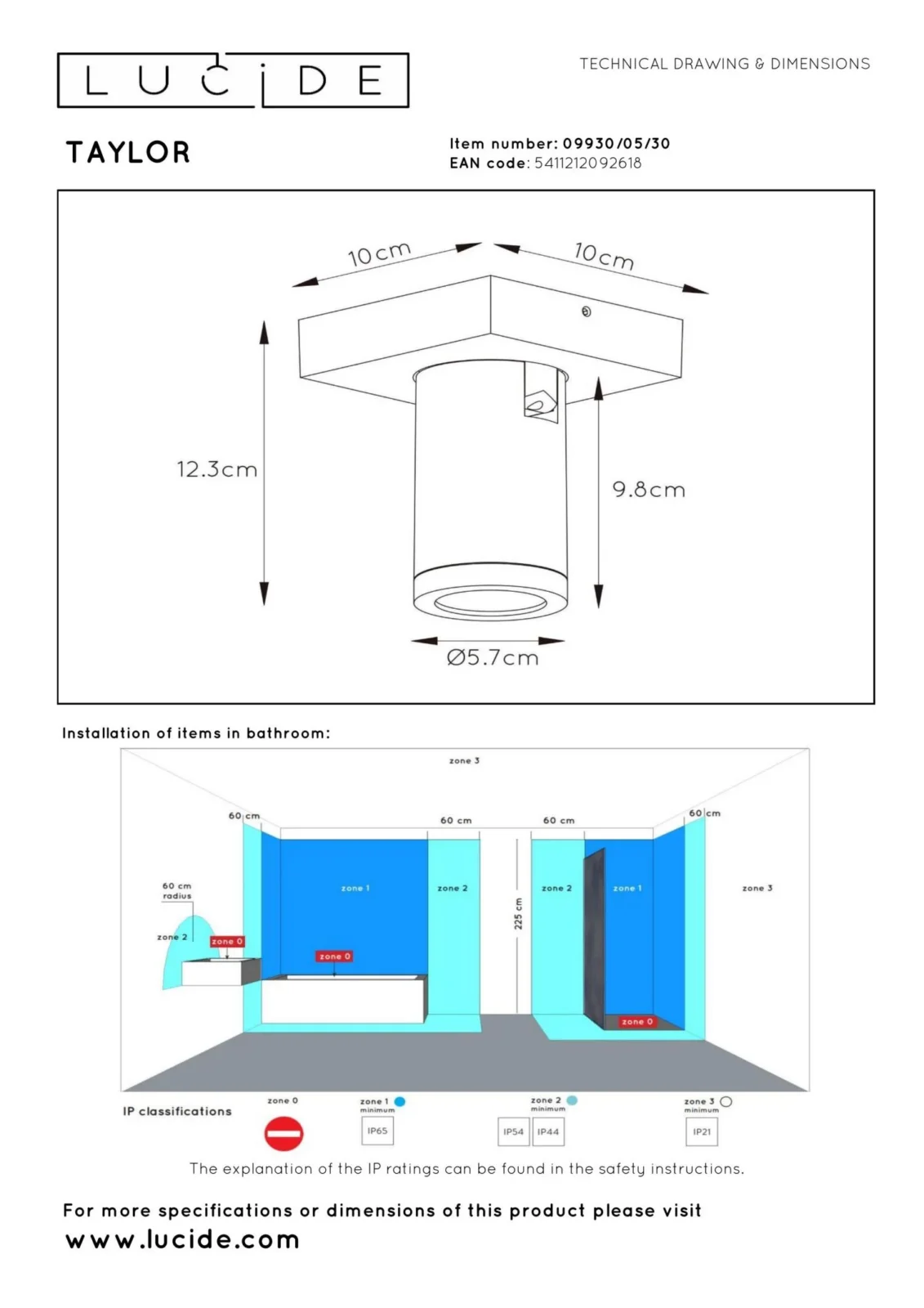 Lucide TAYLOR - Stropnu00e9 reflektory Ku00fapeu013eu0148a - LED Slabu00e9 po teplu00e9 - GU10 - 1x5W 2200K/3000K - IP44 - u010cierna