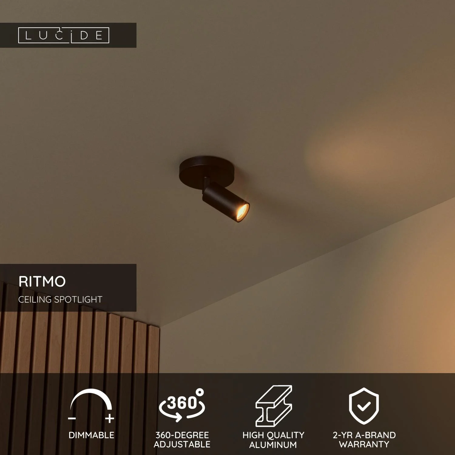 Lucide RITMO - Stropnu00e9 reflektory - u00d8 10 cm - 1xGU10 (MR11) - u010dierna