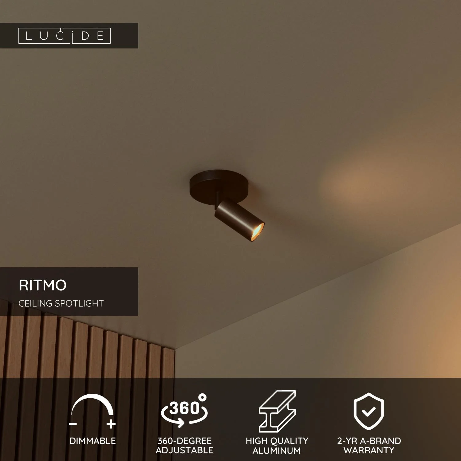 Lucide RITMO - Stropnu00e9 bodovu00e9 svietidlo - u00d8 10 cm - 1xGU10 (MR11) - Ku00e1va