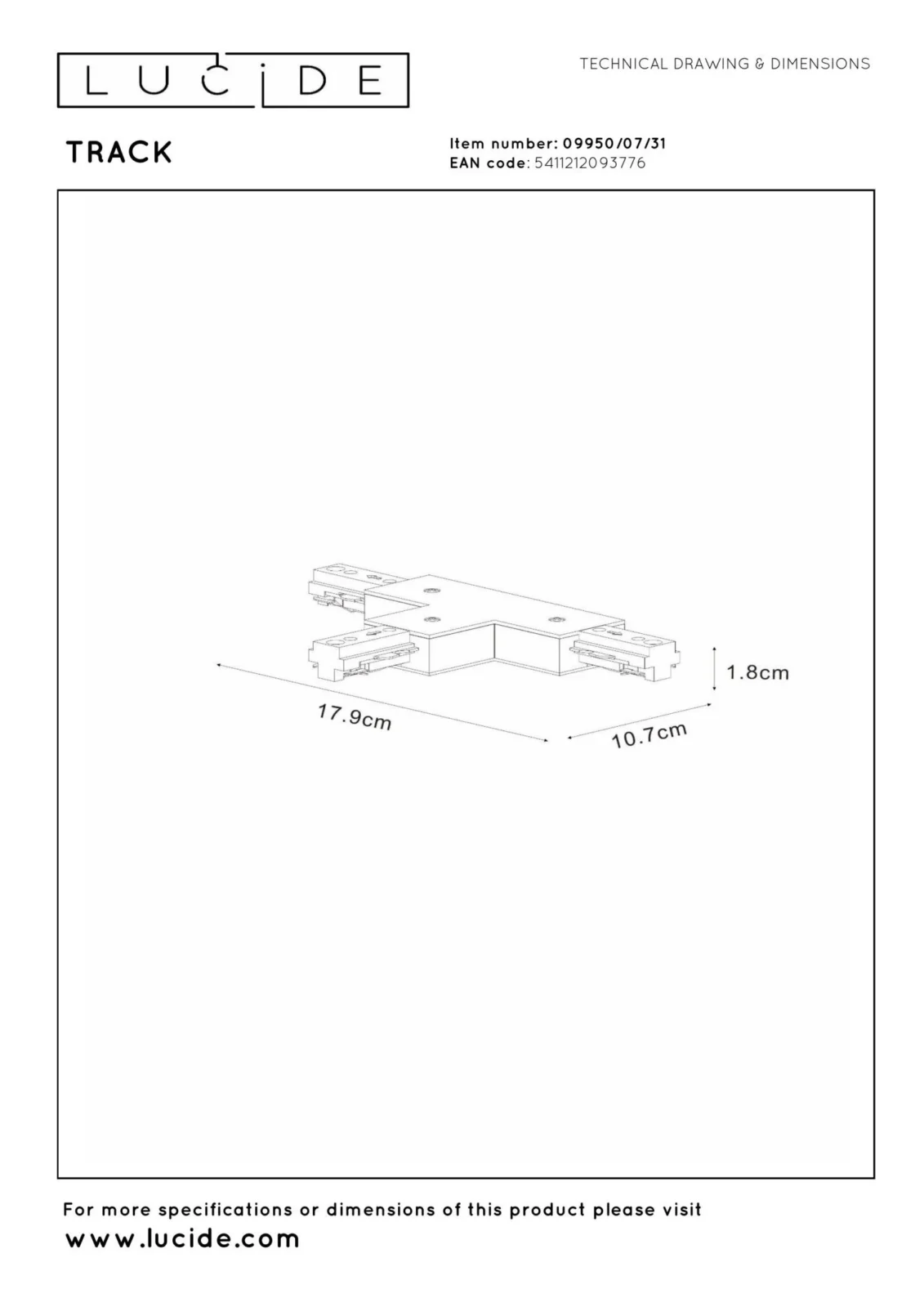 Lucide TRACK T-connector B - 1-okruhovu00fd liu0161tovu00fd systu00e9m osvetlenia - biely (rozu0161u00edrenie)