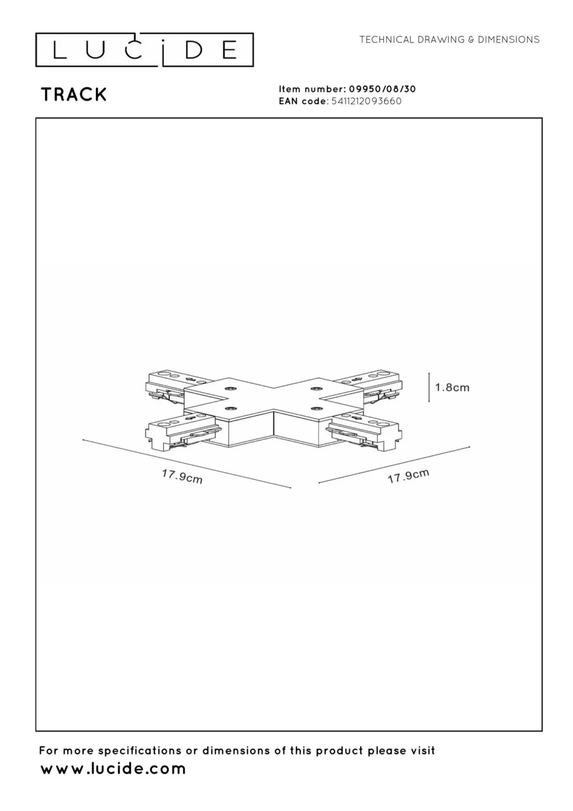 Lucide TRACK X-connector - 1-okruhovu00fd liu0161tovu00fd systu00e9m osvetlenia - u010dierny (rozu0161u00edrenie)