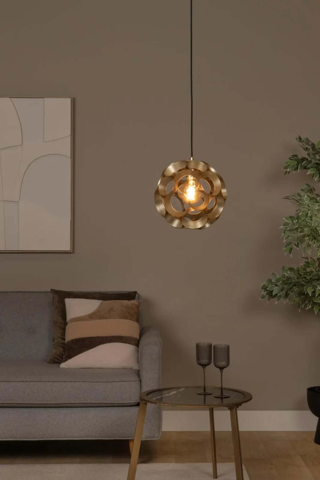 Lucide HANNELORE - Zu00e1vesnu00e9 svetlo - u00d8 30 cm - 1xE27 - Matt Gold / Brass