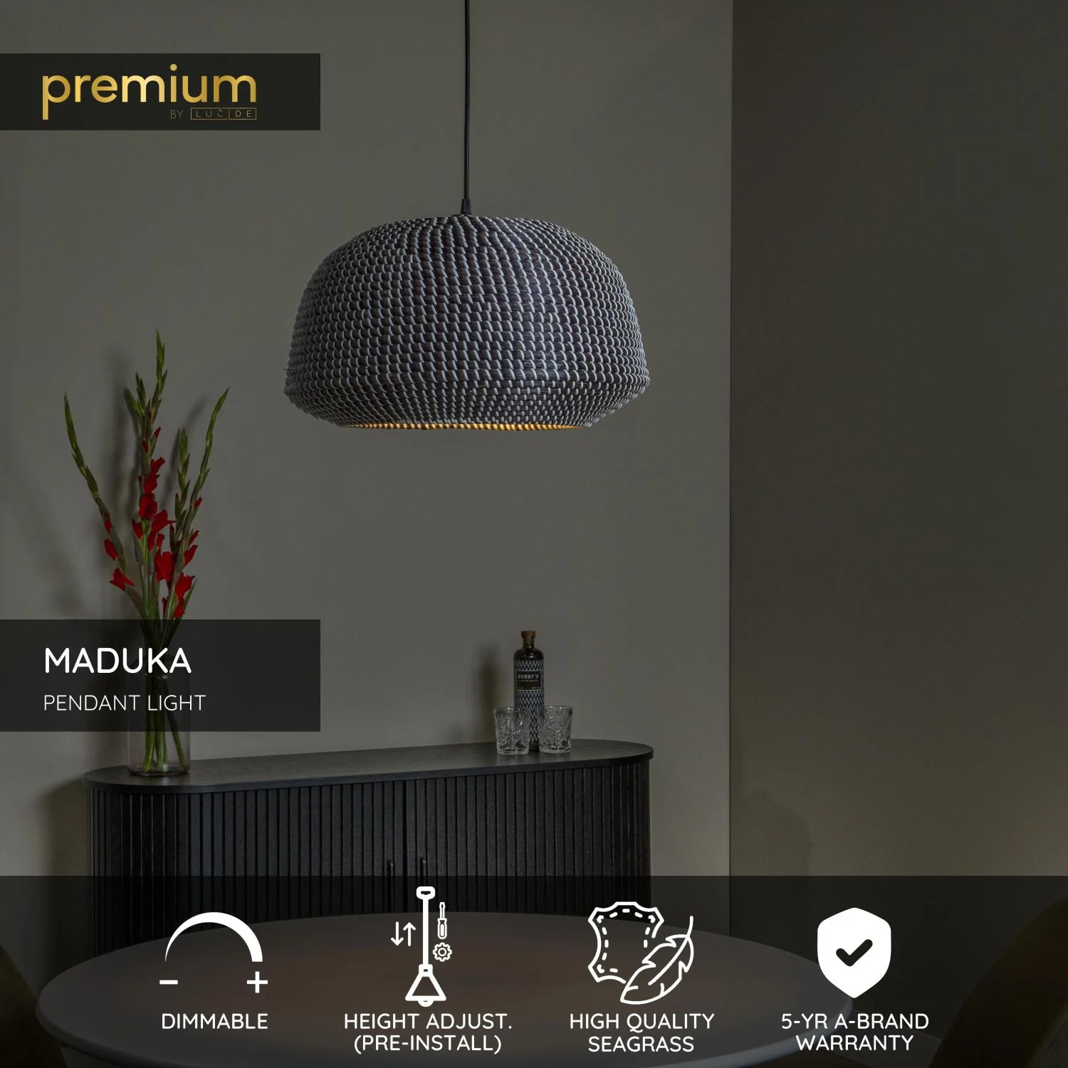 Lucide MADUKA - Zu00e1vesnu00e9 svetlo - 1xE27 - u010cierne | Pru00e9miovu00e9