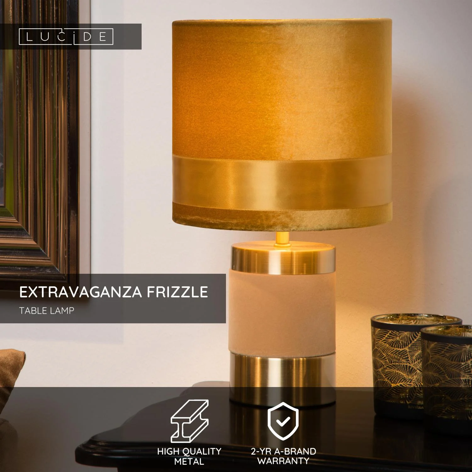Lucide EXTRAVAGANZA FRIZZLE - Stolnu00e1 lampa - u00d8 18 cm - 1xE14 - u017dltu00e1