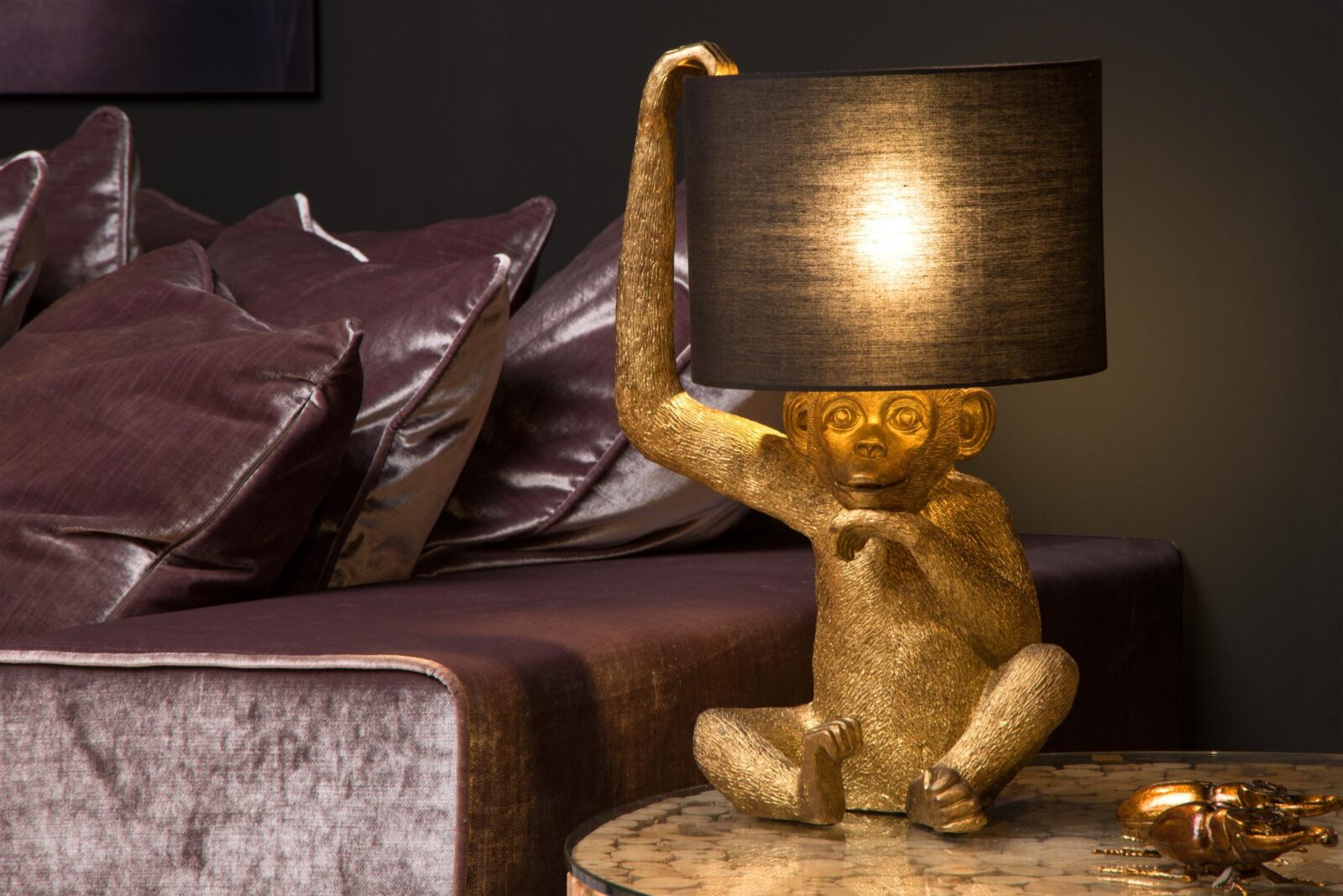 Lucide EXTRAVAGANZA CHIMP - Stolnu00e1 lampa - u00d8 30 cm - 1xE14 - u010dierna