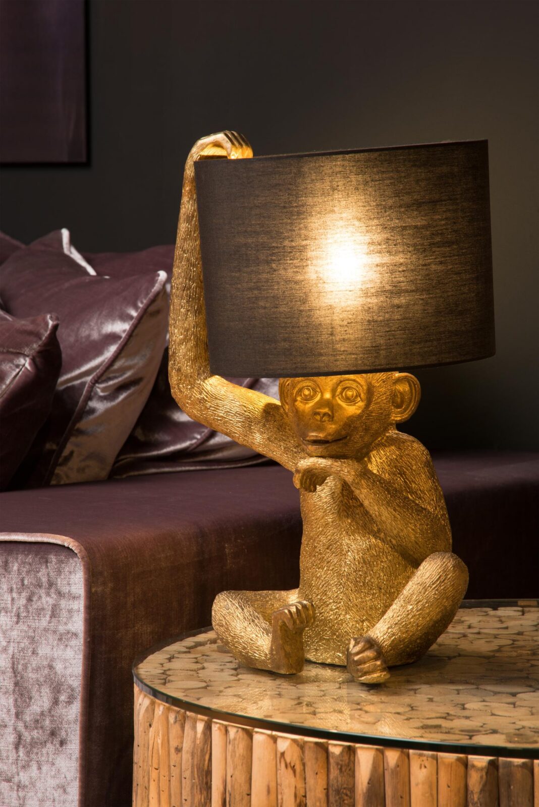 Lucide EXTRAVAGANZA CHIMP - Stolnu00e1 lampa - u00d8 30 cm - 1xE14 - u010dierna