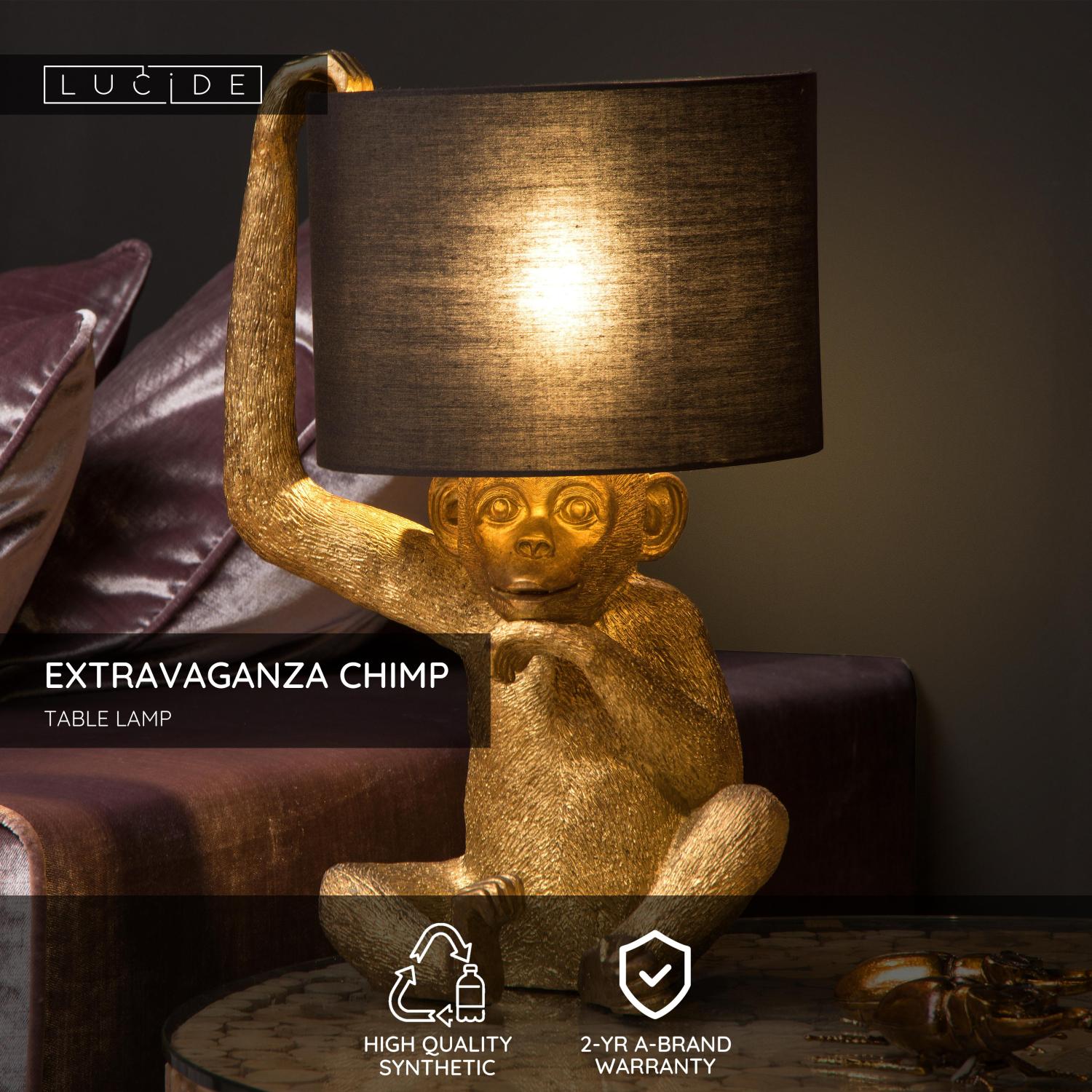 Lucide EXTRAVAGANZA CHIMP - Stolnu00e1 lampa - u00d8 30 cm - 1xE14 - u010dierna