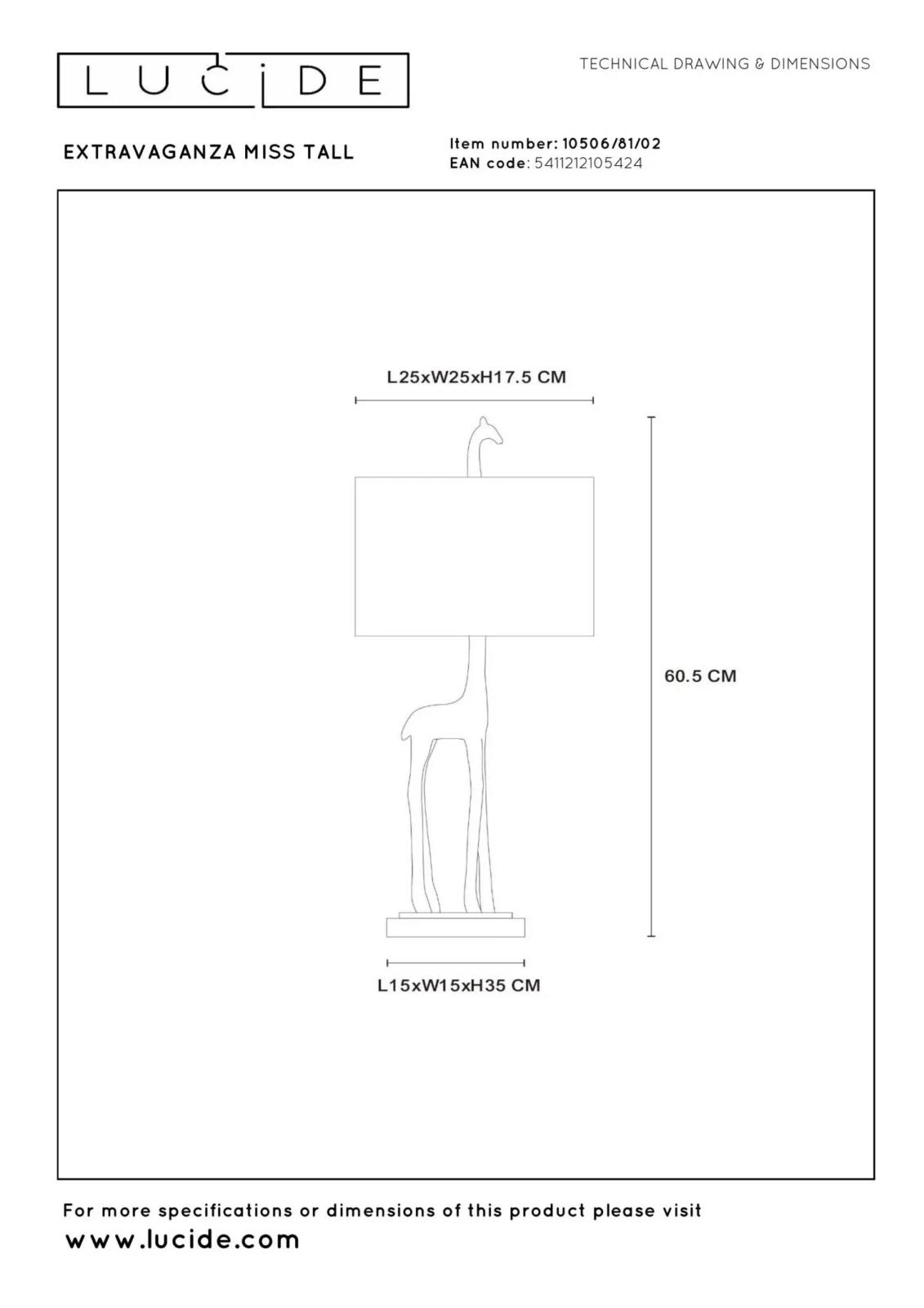 Lucide EXTRAVAGANZA MISS TALL - Stolnu00e1 lampa - u00d8 25 cm - 1xE27 - Matt Gold / Brass