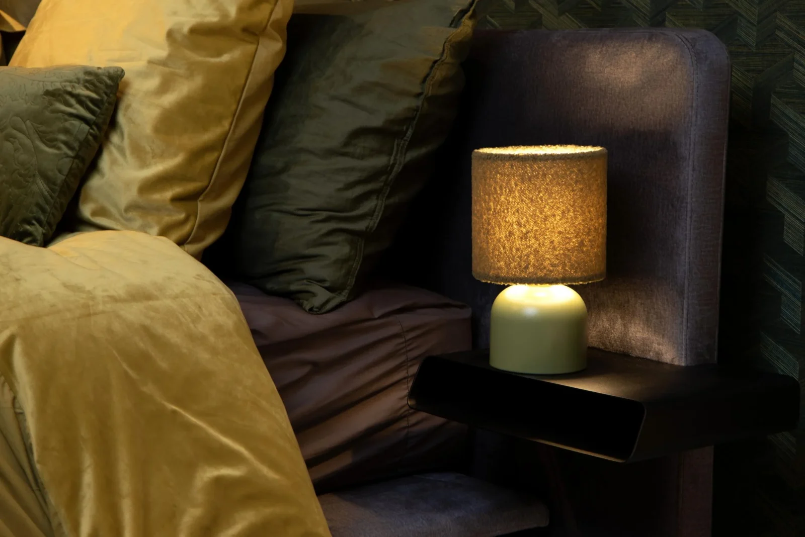 Lucide WOOLLY - Stolnu00e1 lampa - u00d8 16 cm - 1xE14 - Zelenu00e1
