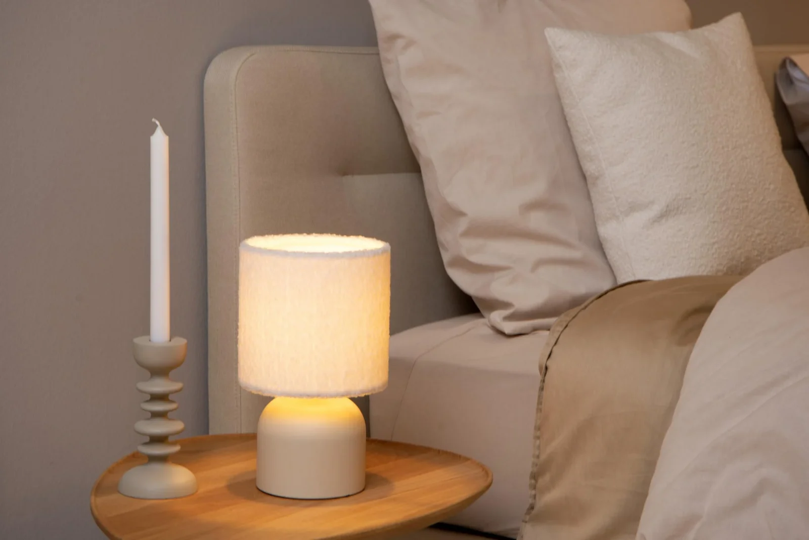 Lucide WOOLLY - stolnu00e1 lampa - u00d8 16 cm - 1xE14 - kru00e9movu00e1