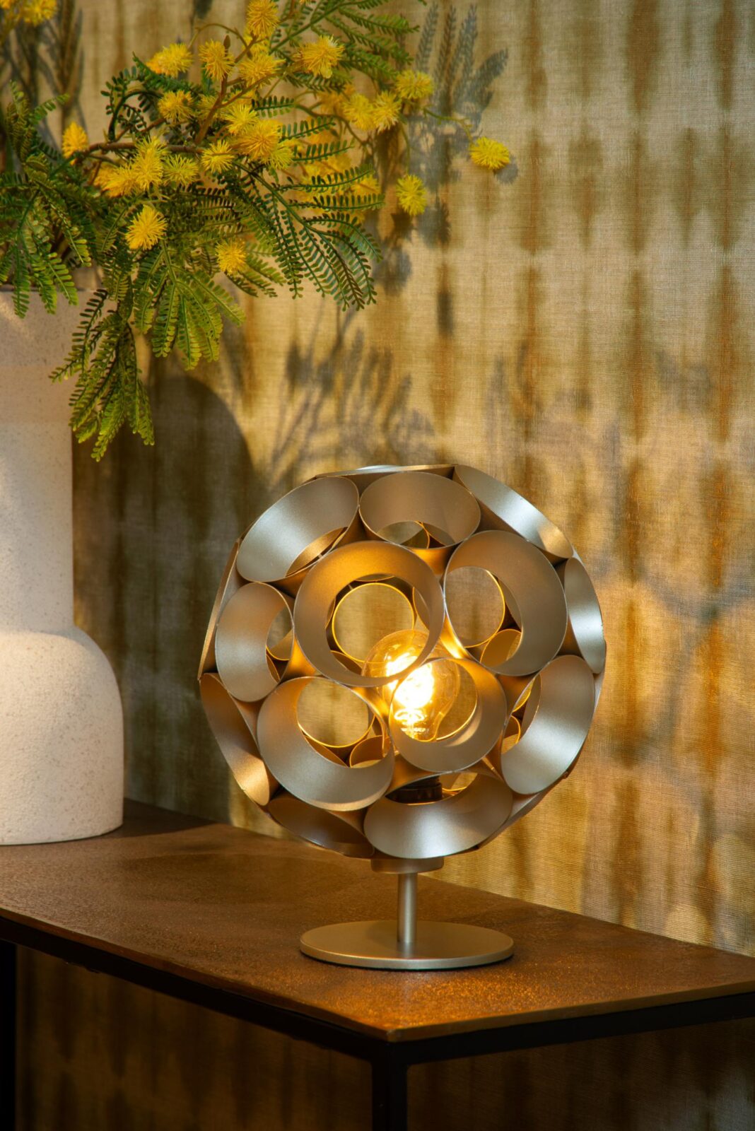 Lucide HANNELORE - Stolnu00e1 lampa - u00d8 25 cm - 1xE27 - Matt Gold / Brass