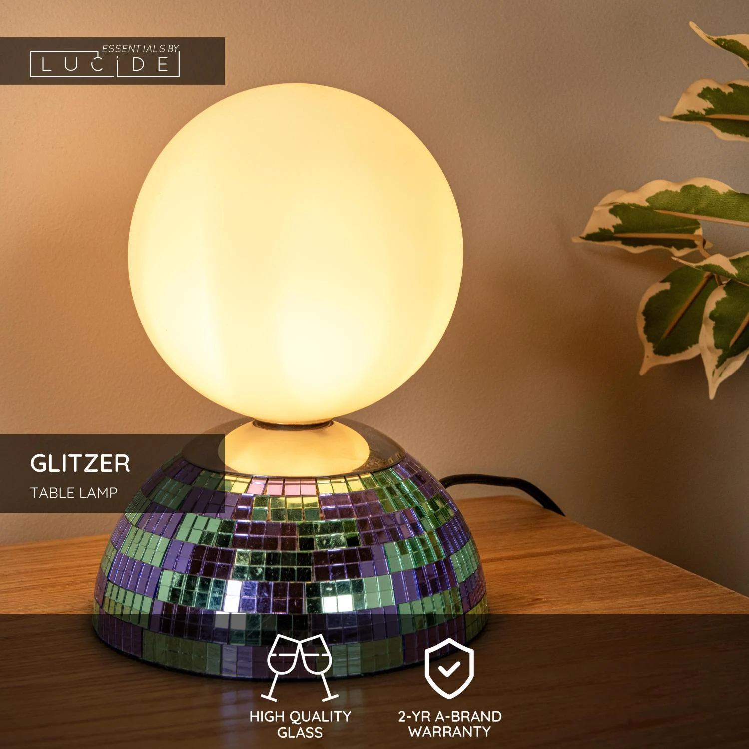 Lucide GLITZER - Stolnu00e1 lampa - u00d8 14 cm - 1xG9 - Modru00e1 | Essential