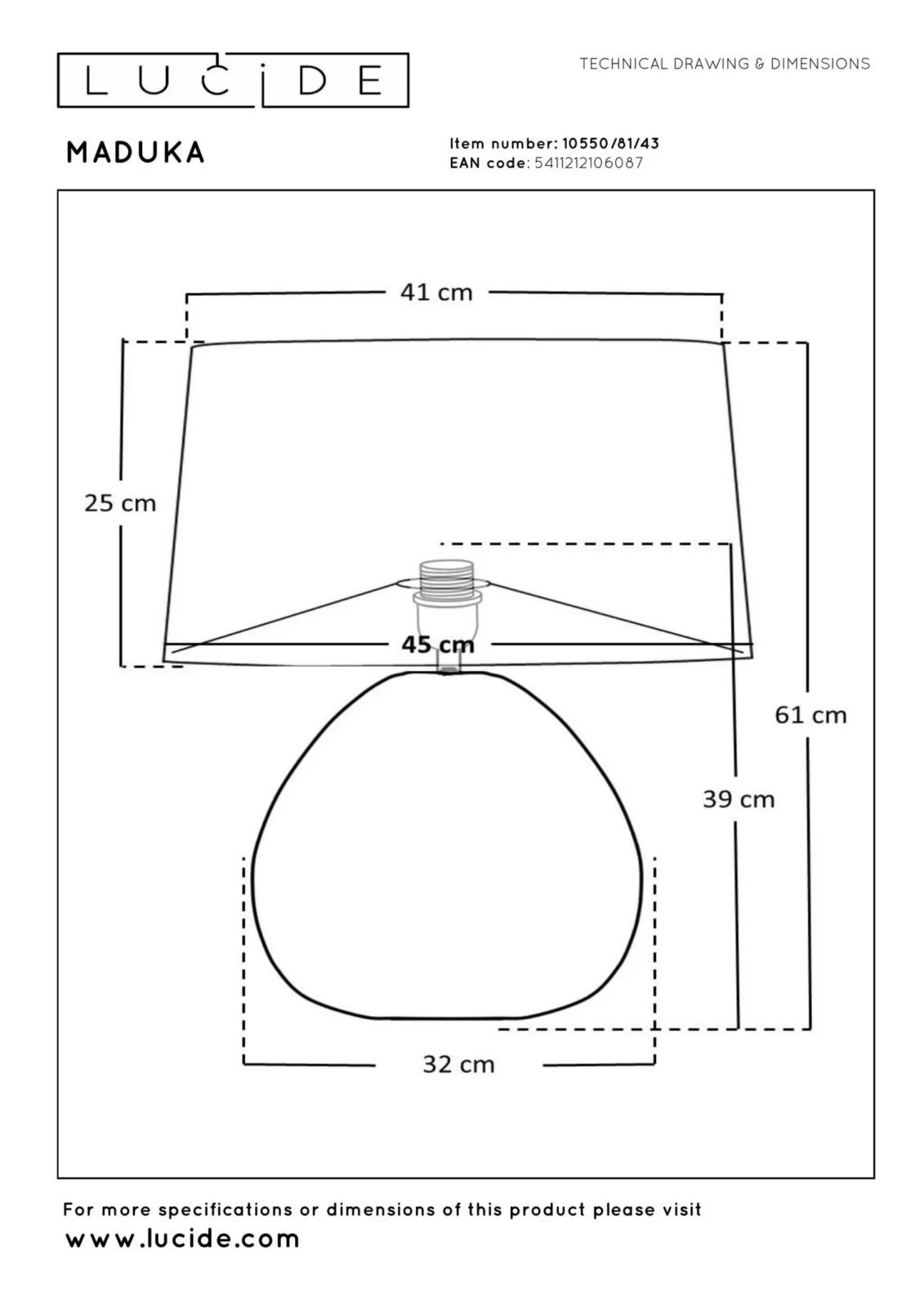 Lucide MADUKA - Stolnu00e1 lampa - u00d8 45 cm - 1xE27 - Prirodzenu00e1 | Pru00e9miovu00e9