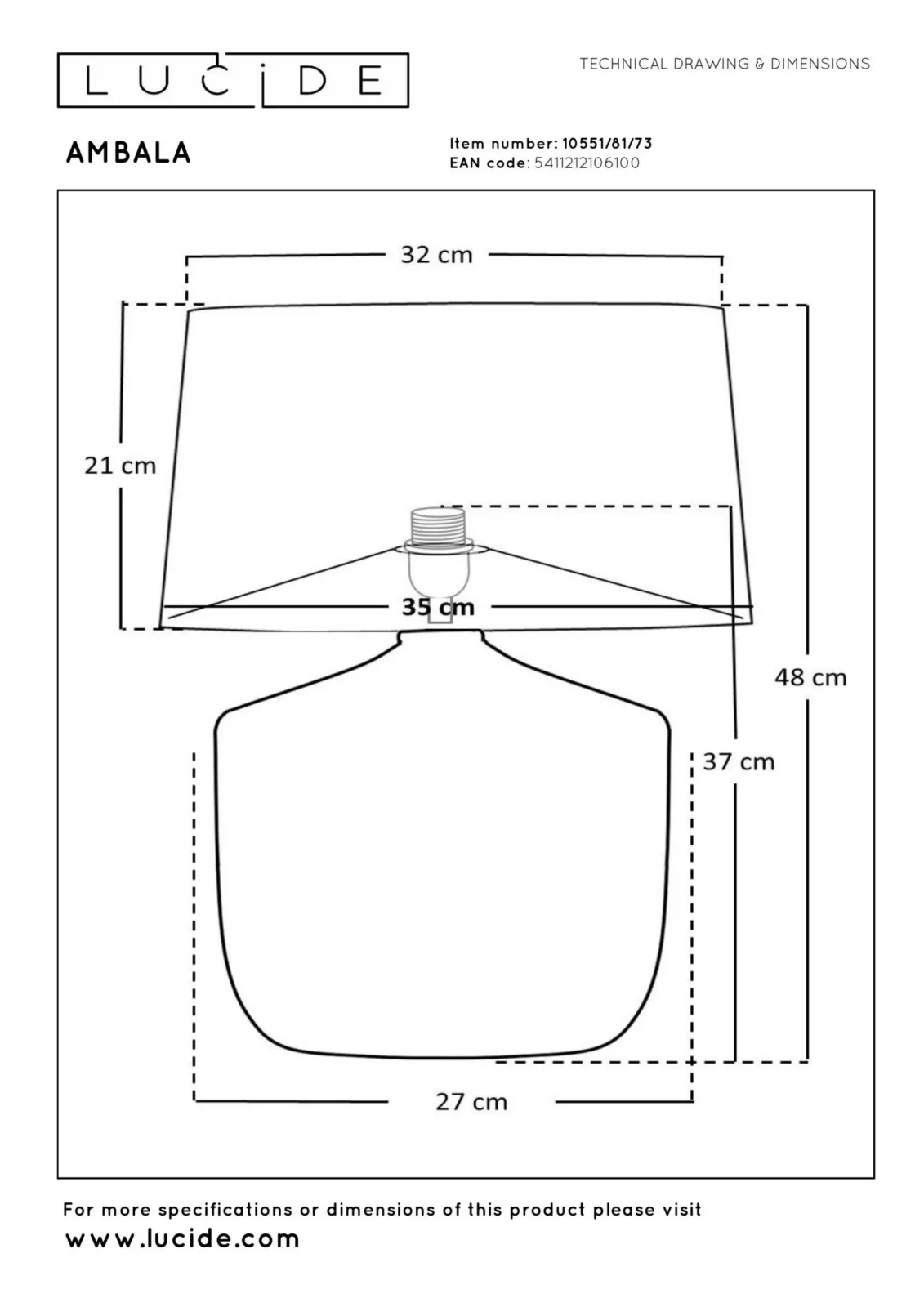 Lucide AMBALA - Stolnu00e1 lampa - u00d8 35 cm - 1xE27 - Prirodzenu00e1 | Pru00e9miovu00e9