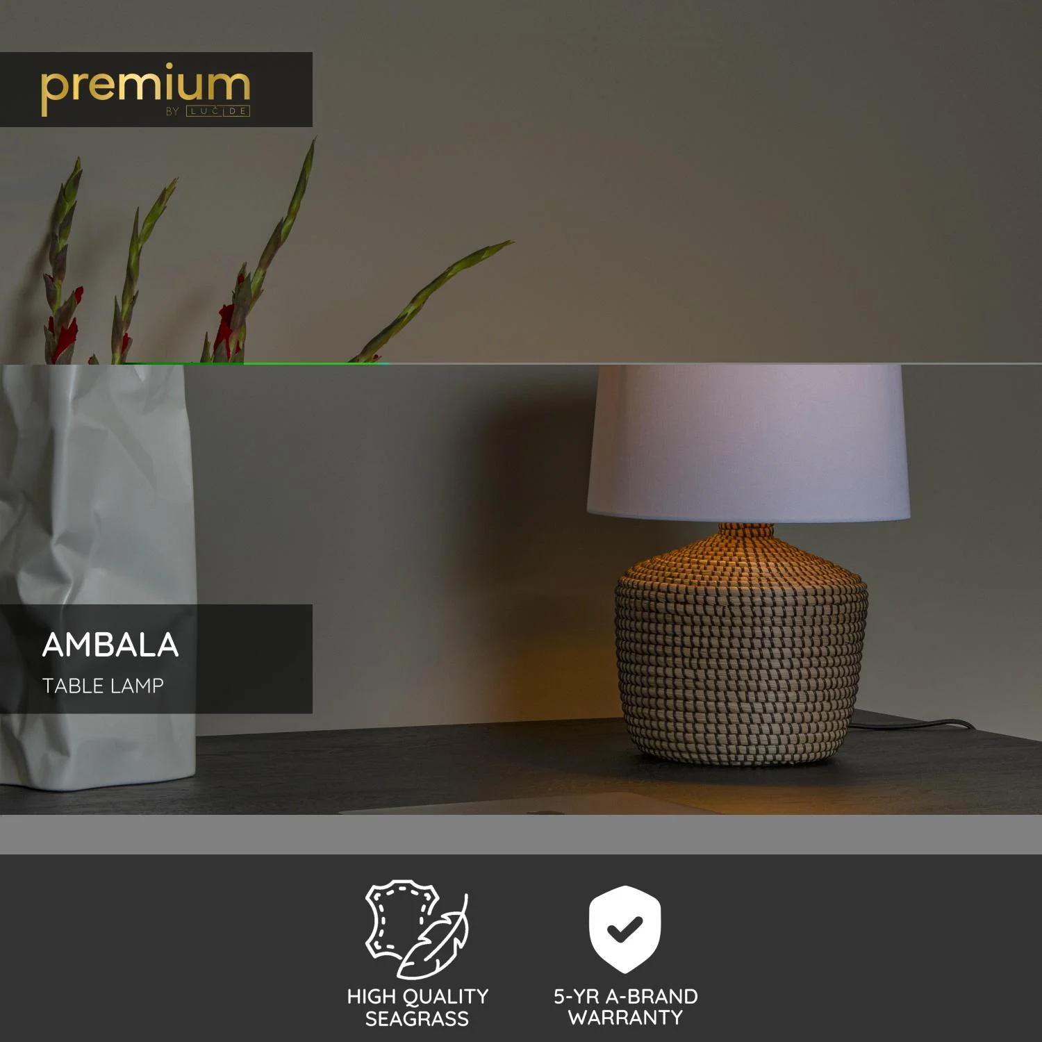 Lucide AMBALA - Stolnu00e1 lampa - u00d8 45 cm - 1xE27 - Prirodzenu00e1 | Pru00e9miovu00e9
