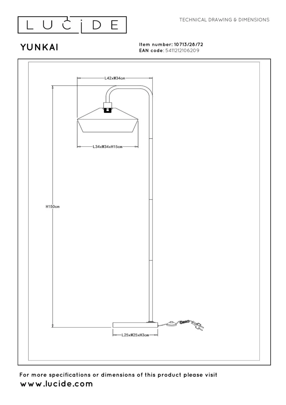 Lucide YUNKAI - Stojacia lampa - u00d8 40 cm - 1xE27 - prirodzenu00e1